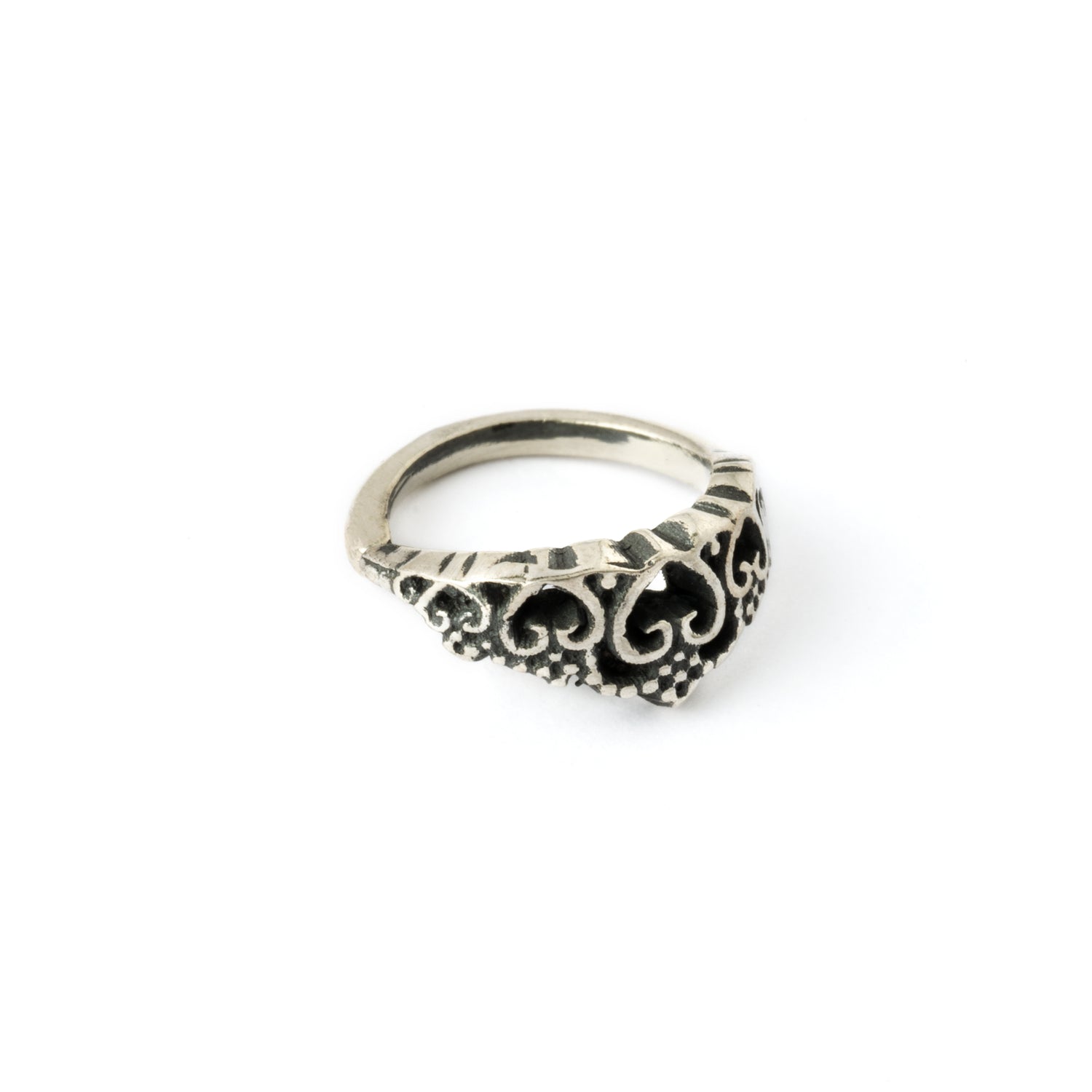 Soma silver ornamental nose ring right side view