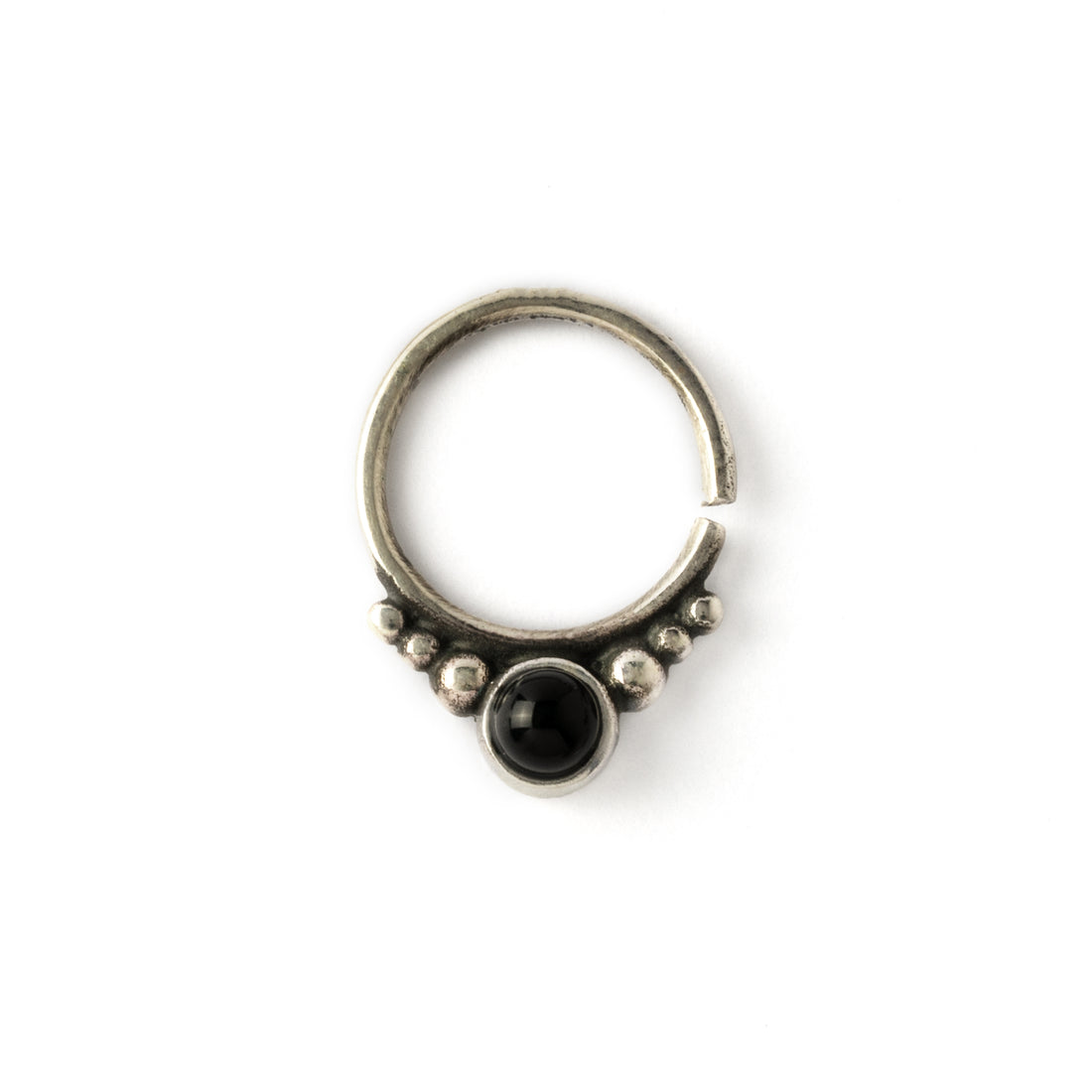 Soma Silver septum with black Onyx frontal view