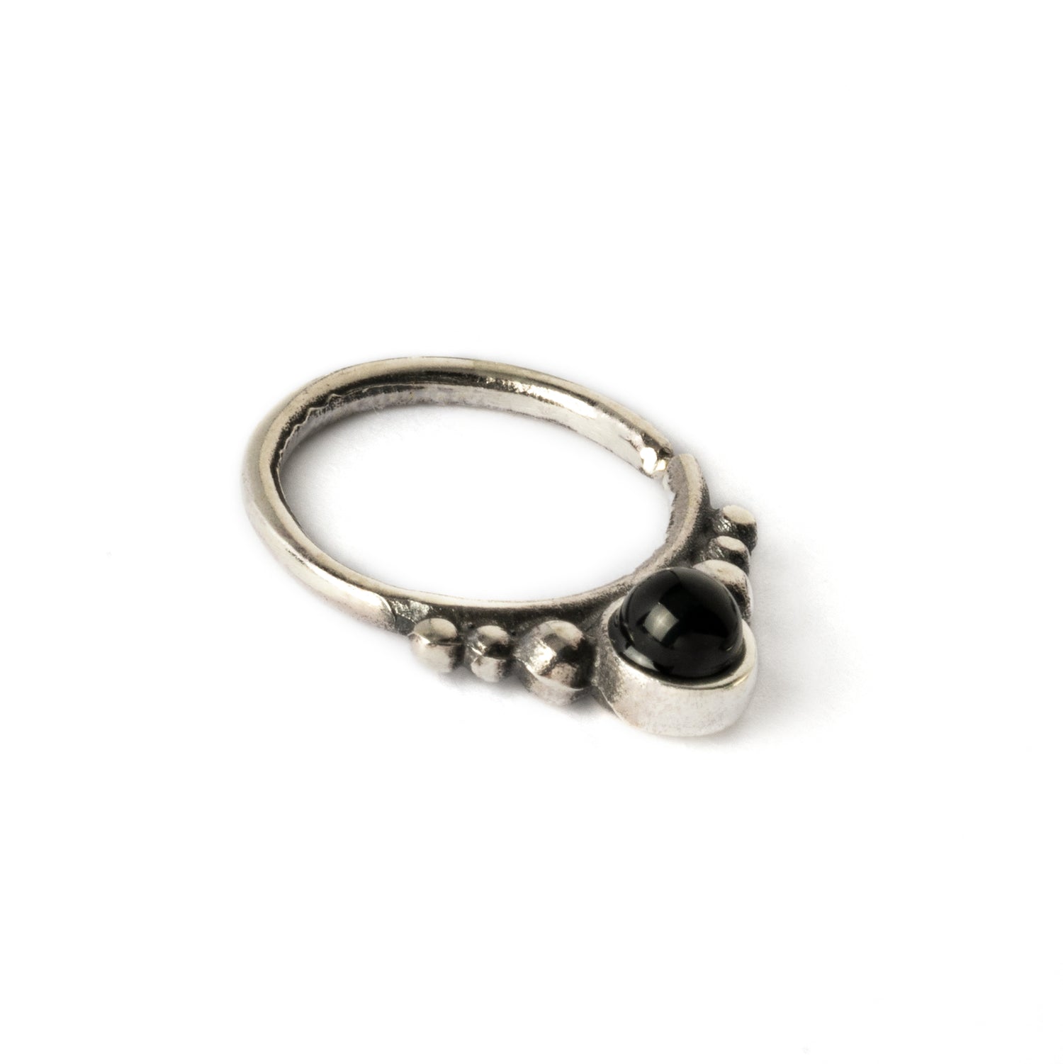 Soma Silver septum with black Onyx right side view