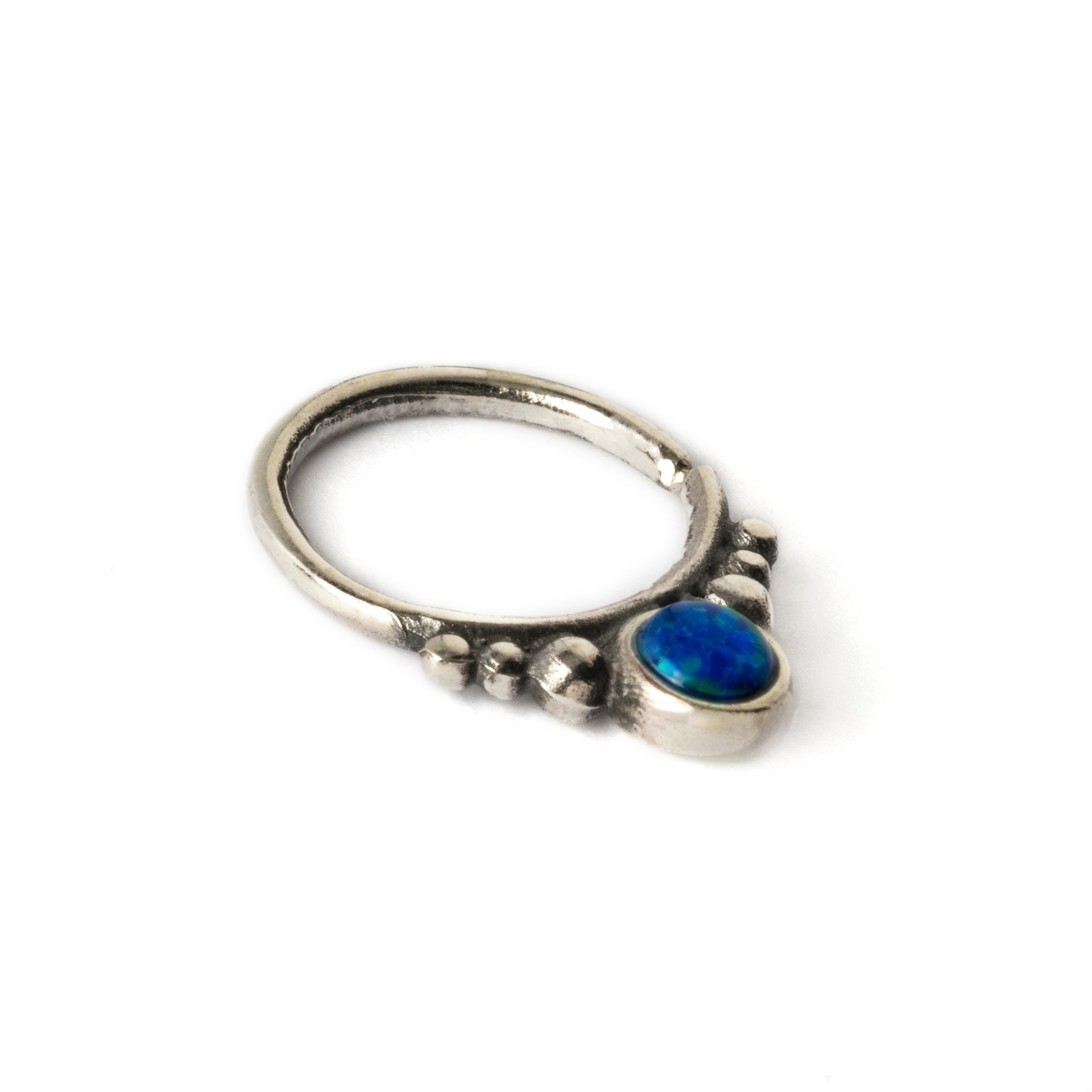 Soma Silver Septum with Blue Opal right side view