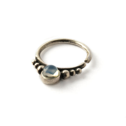 Soma Silver Septum with Moonstone left side view