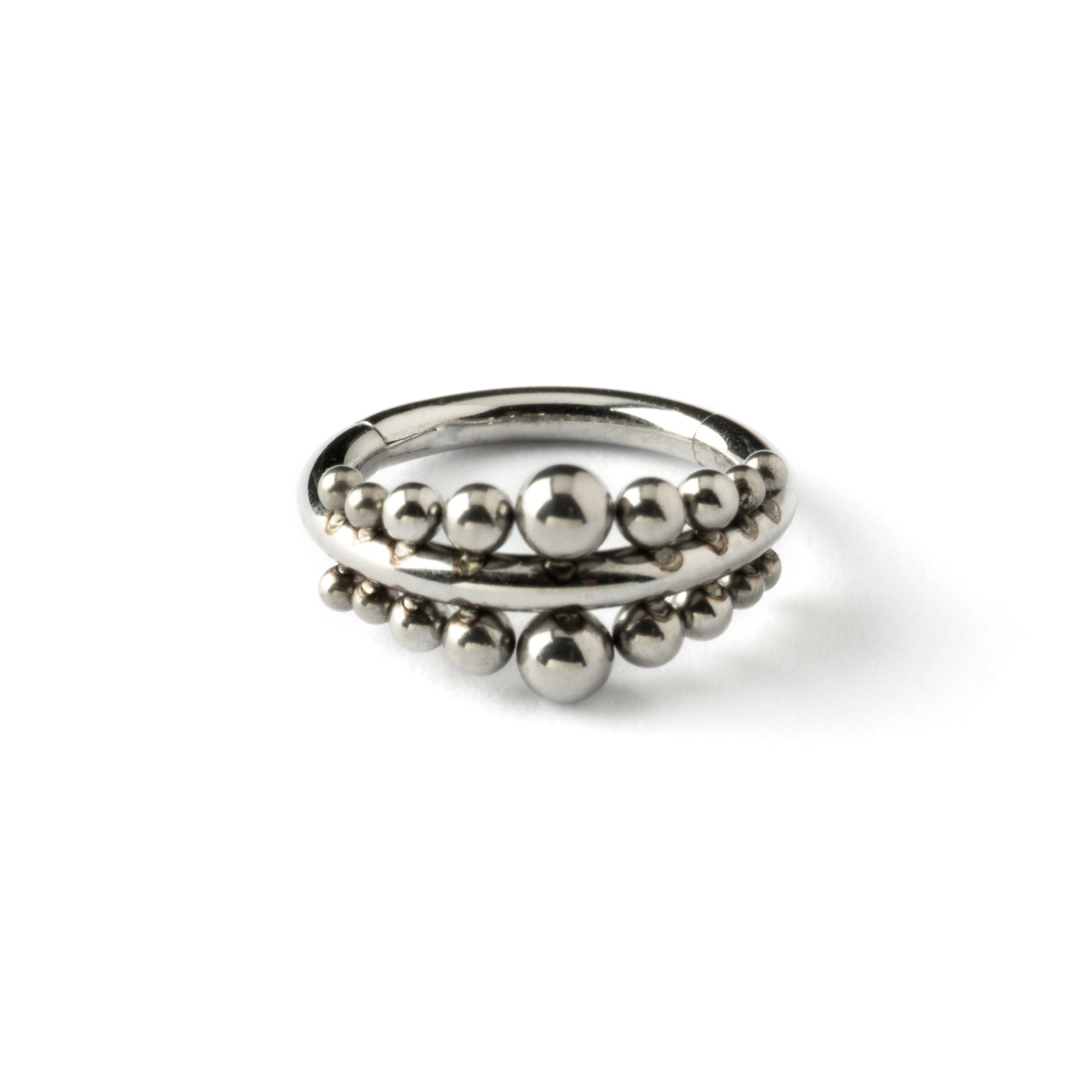 Somsak boho tribal surgical steel clicker piercing ring frontal view