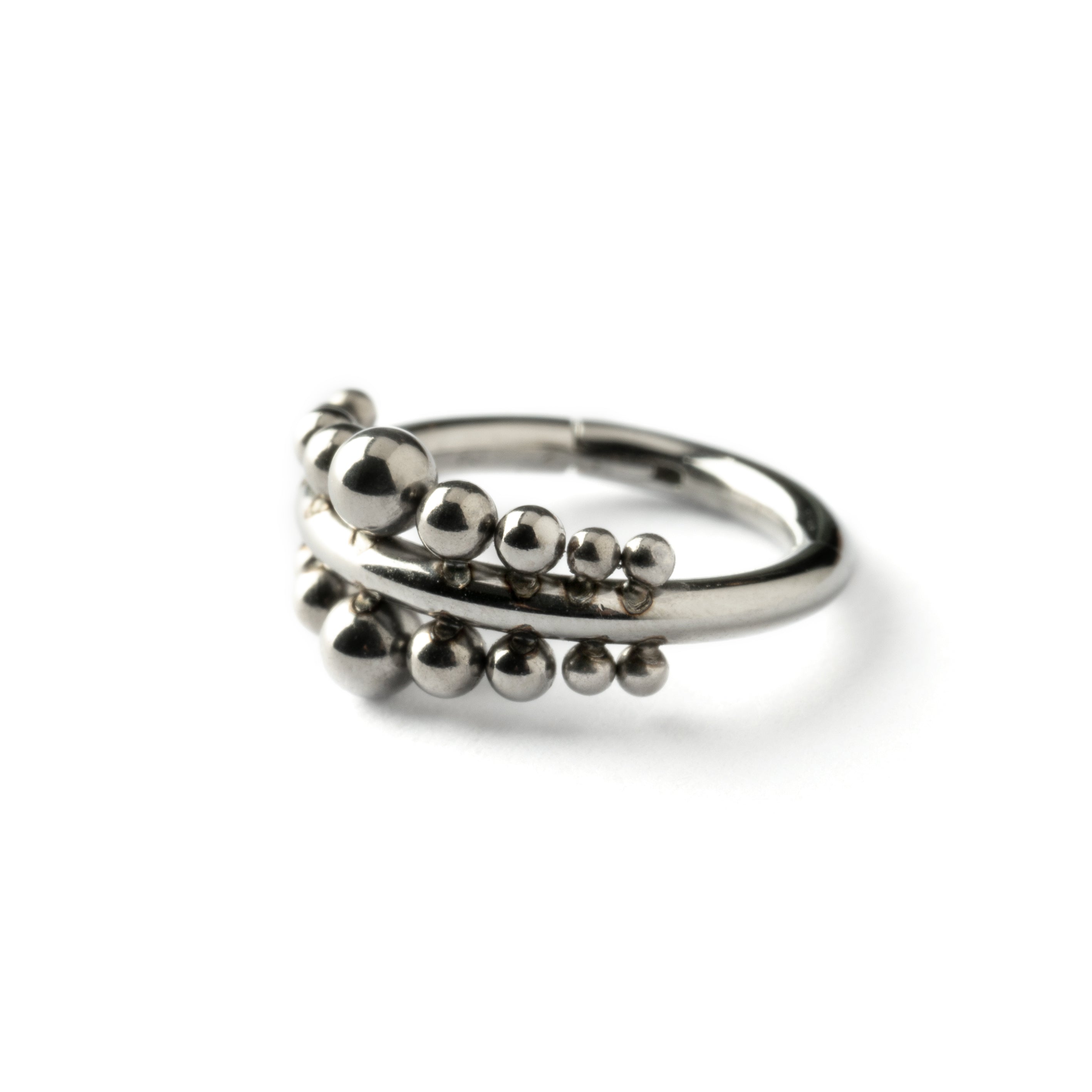 Somsak boho tribal surgical steel clicker piercing ring right side view