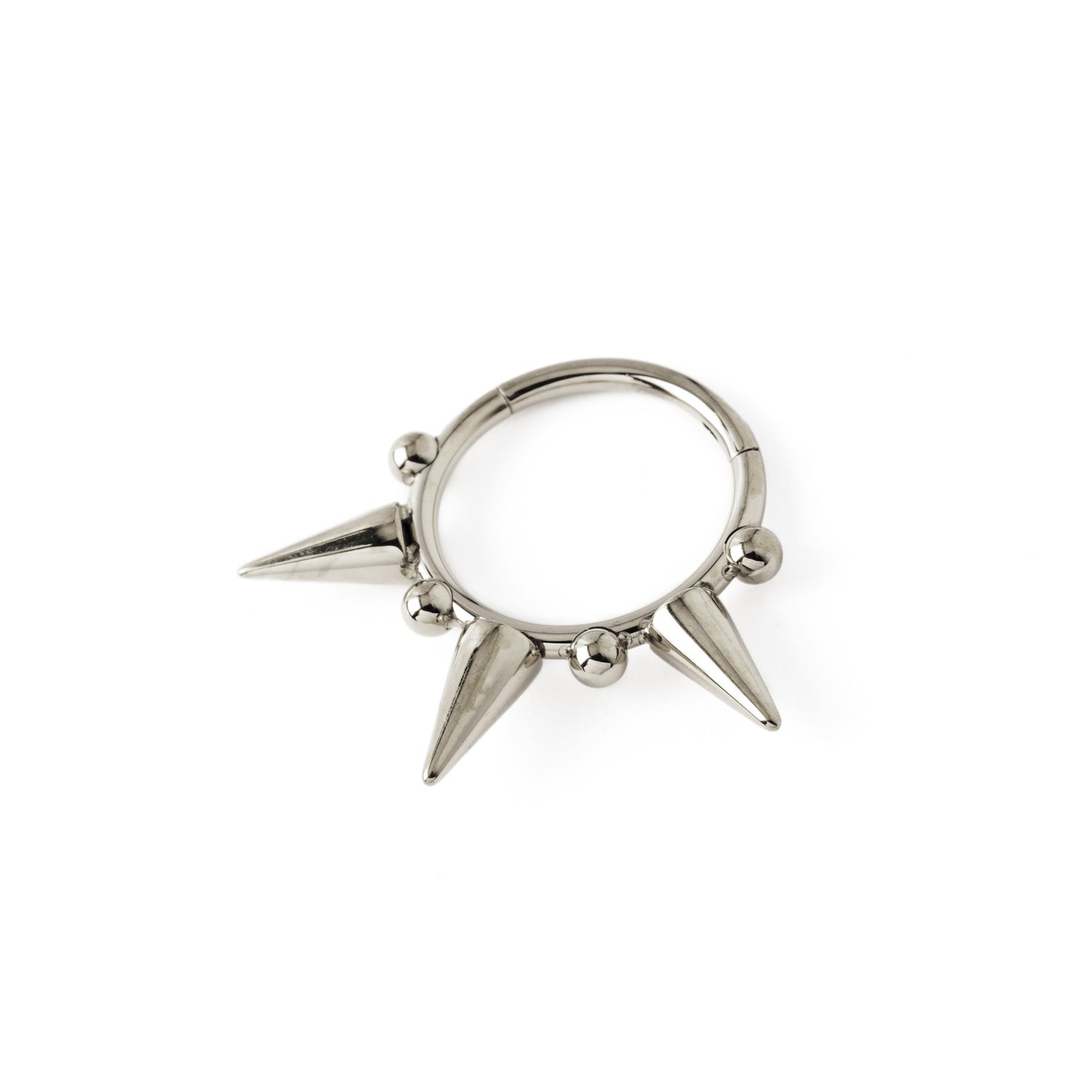 Surgical steel Spikes Septum Clicker ring right side view