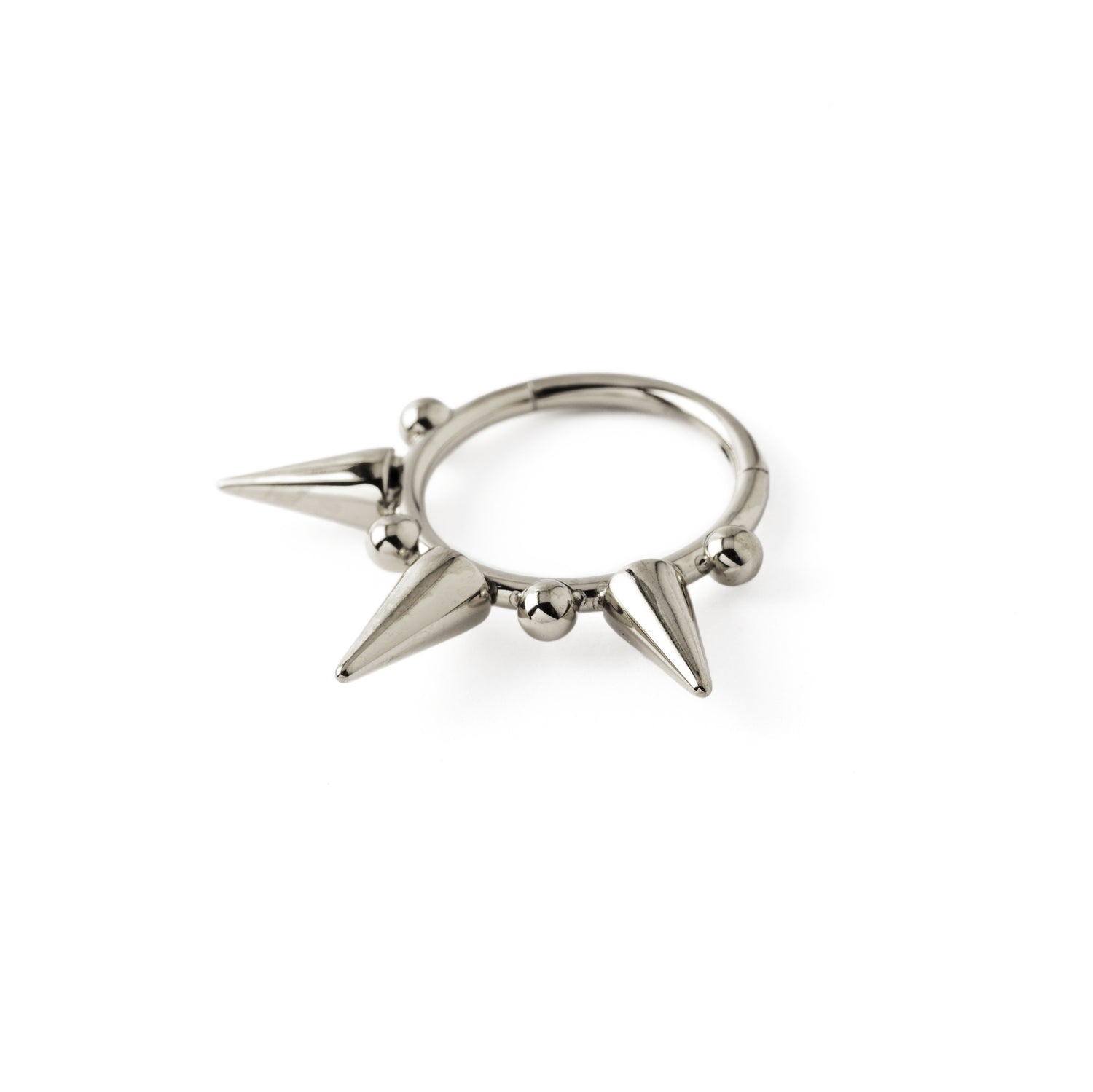 Surgical steel Spikes Septum Clicker ring side view