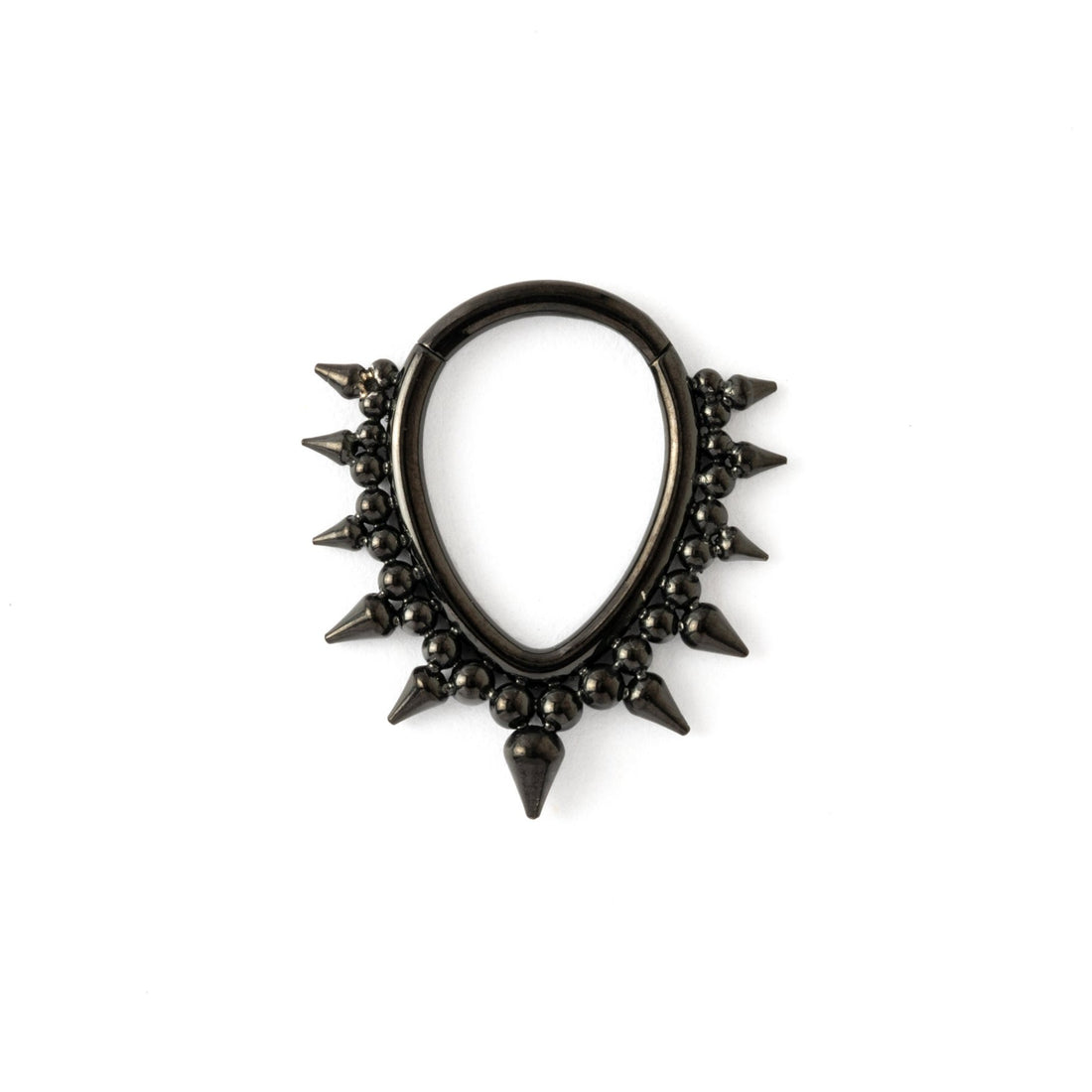 Spiky Brenna Black surgical steel Septum Clicker ring frontal view