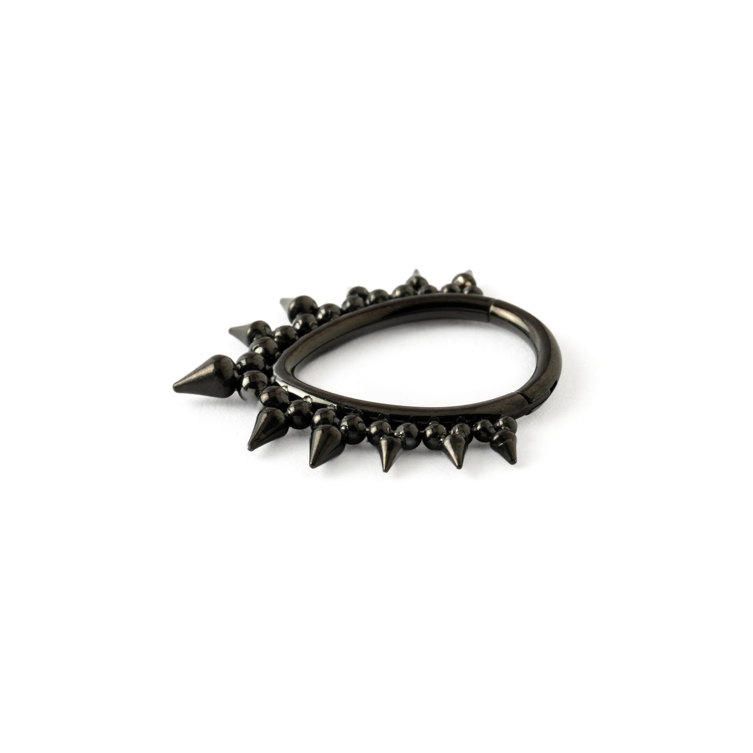 Spiky Brenna Black surgical steel Septum Clicker ring side view