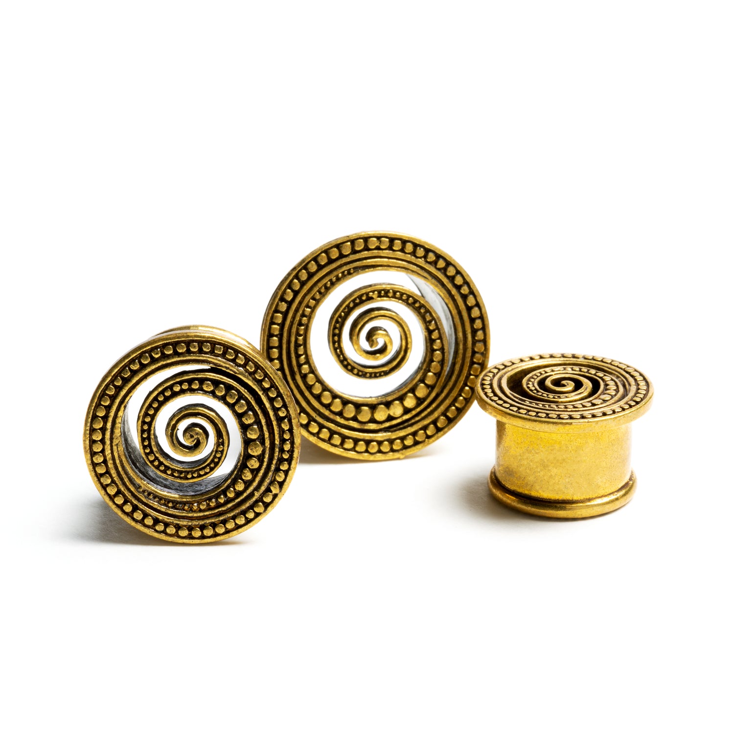 Golden spiral plug tunnels front and side view
