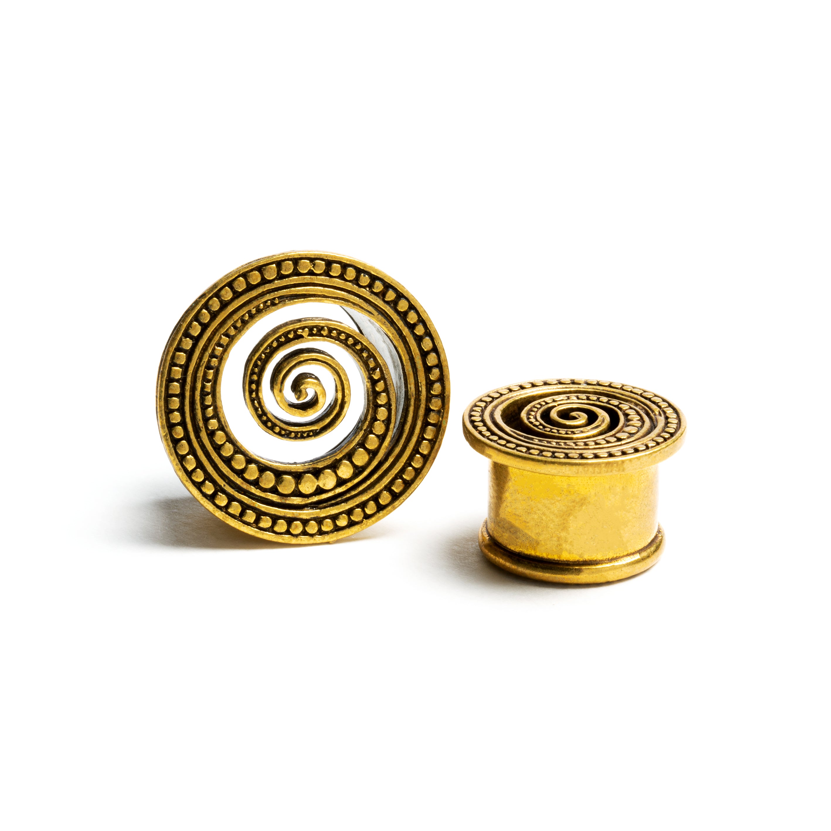 Golden spiral plug tunnels front and side view