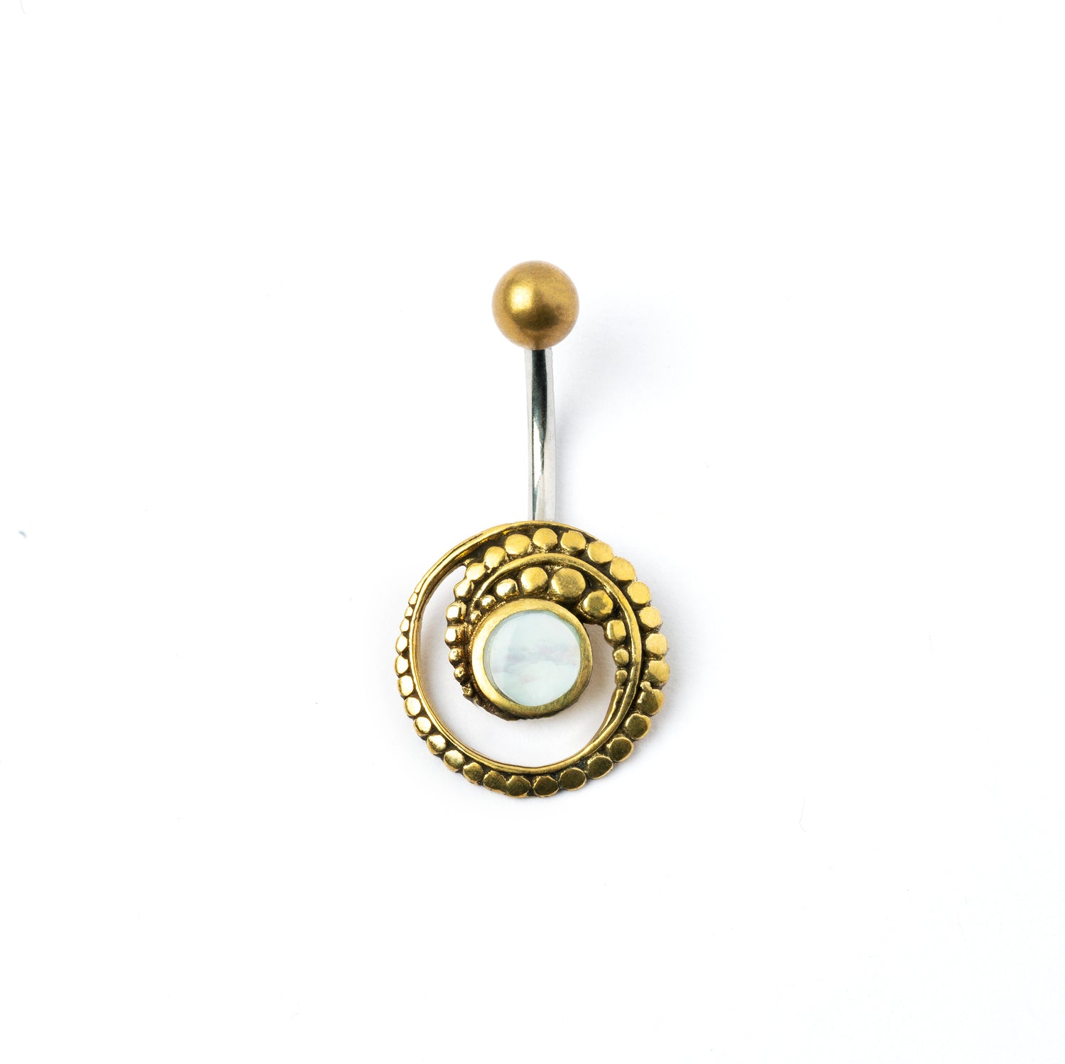 Spiral Mother of Pearl Belly Bar