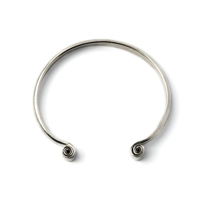 Tribal Silver Spiralling Cuff side view