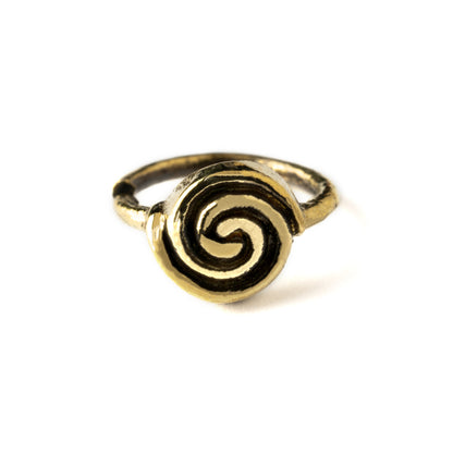 golden brass spiral nose ring frontal view