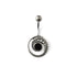 silver spiral belly piercing with black onyx shell frontal view