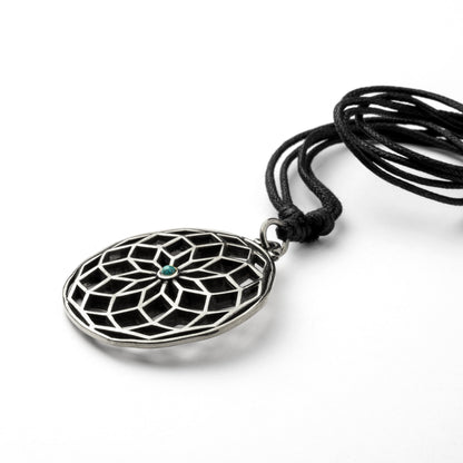 Star of Life and Turquoise Stone Brass Pendant