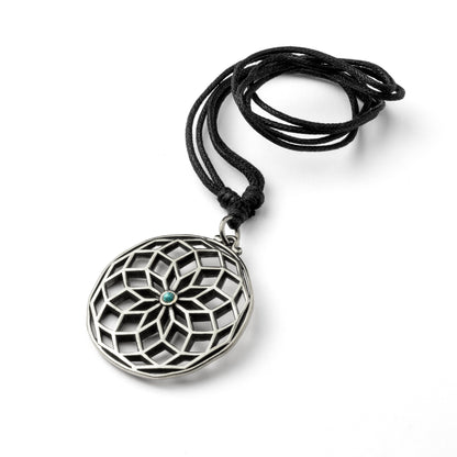 Star of Life and Turquoise Stone Brass Pendant