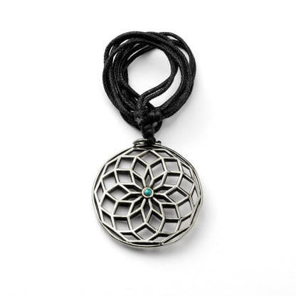 Star of Life and Turquoise Stone Brass Pendant