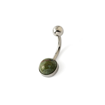 Steel Belly Bar with African Jade right side view