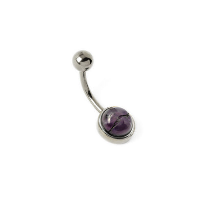 Steel Belly Bar with Amethyst left side view