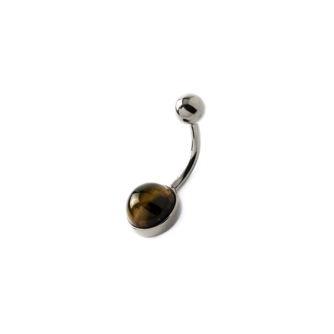 Steel Belly Bar with Tiger Eye right side view