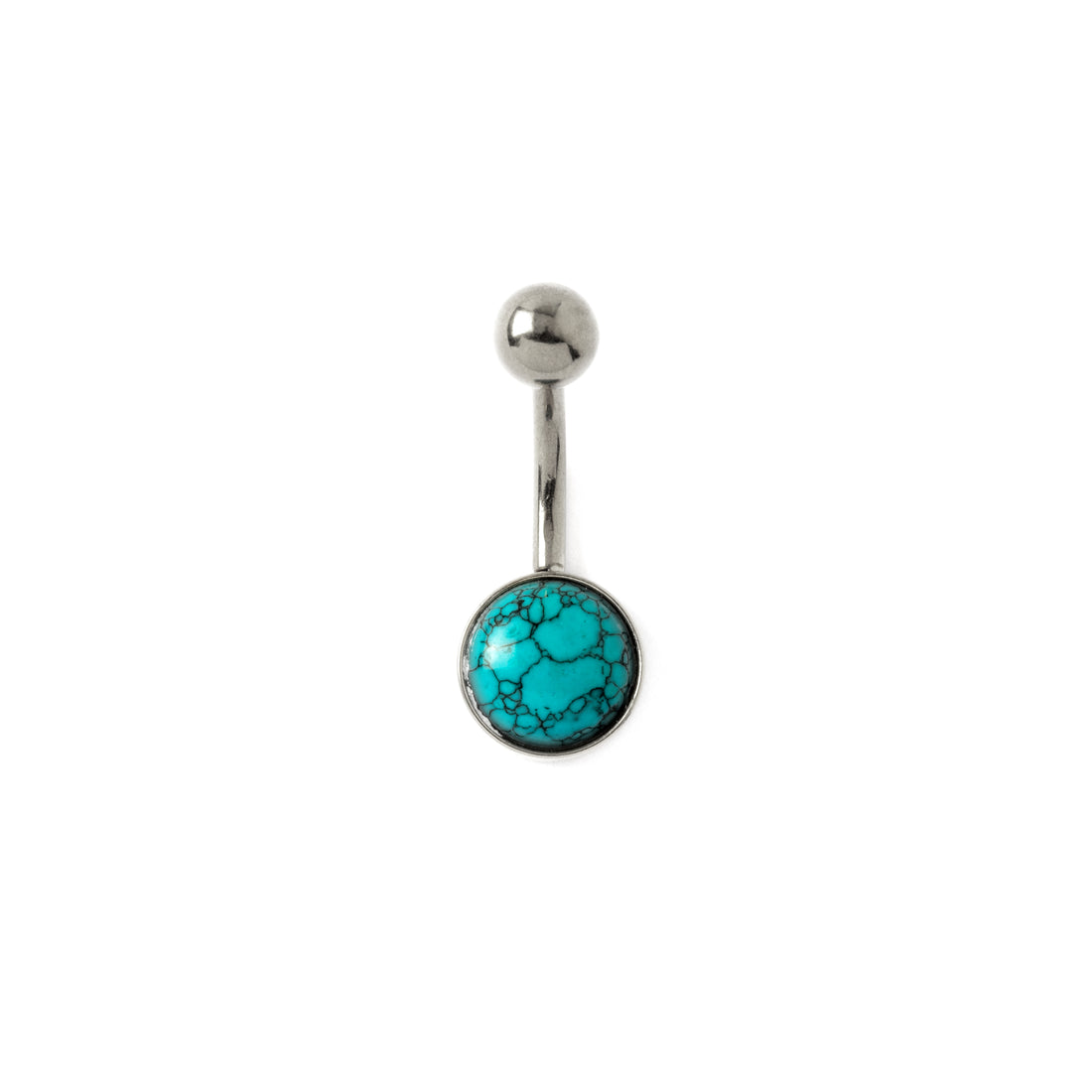 Steel Belly Bar with Turquoise frontal view