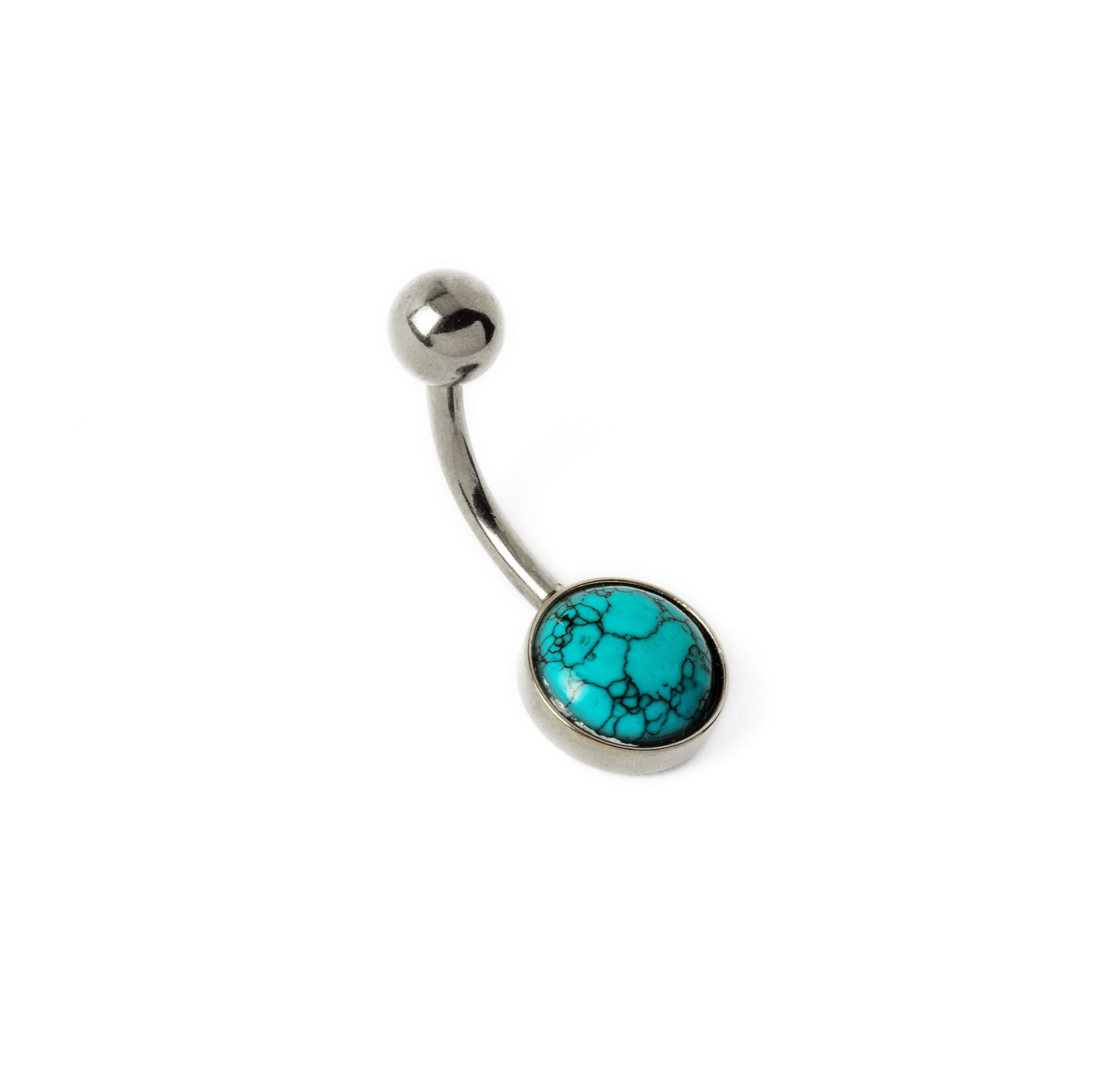 Steel Belly Bar with Turquoise left side view
