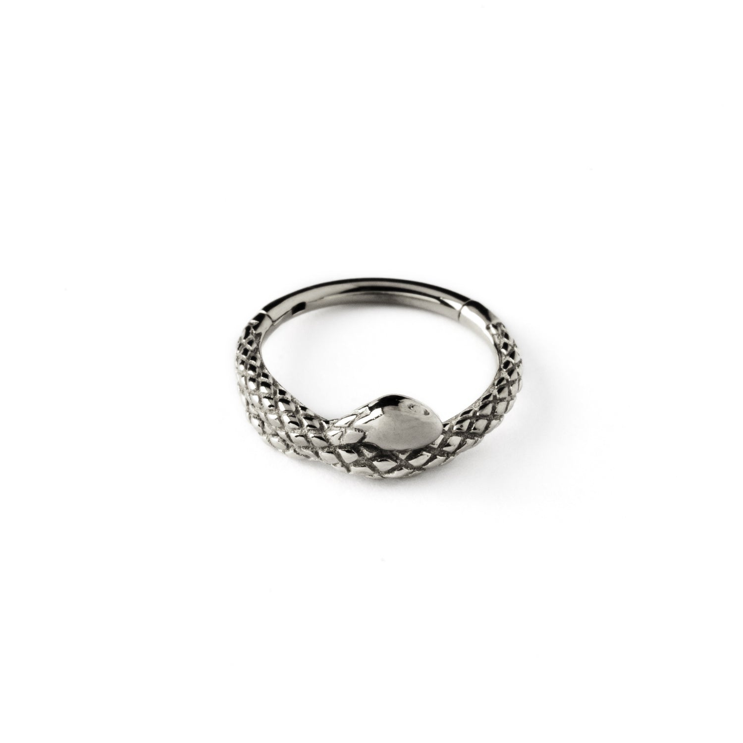 surgical steel snake clicker ring frontal view