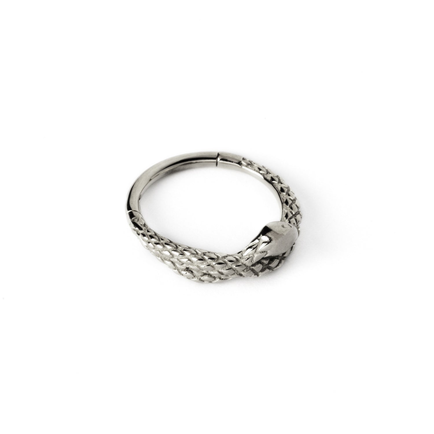 surgical steel snake clicker ring left side view