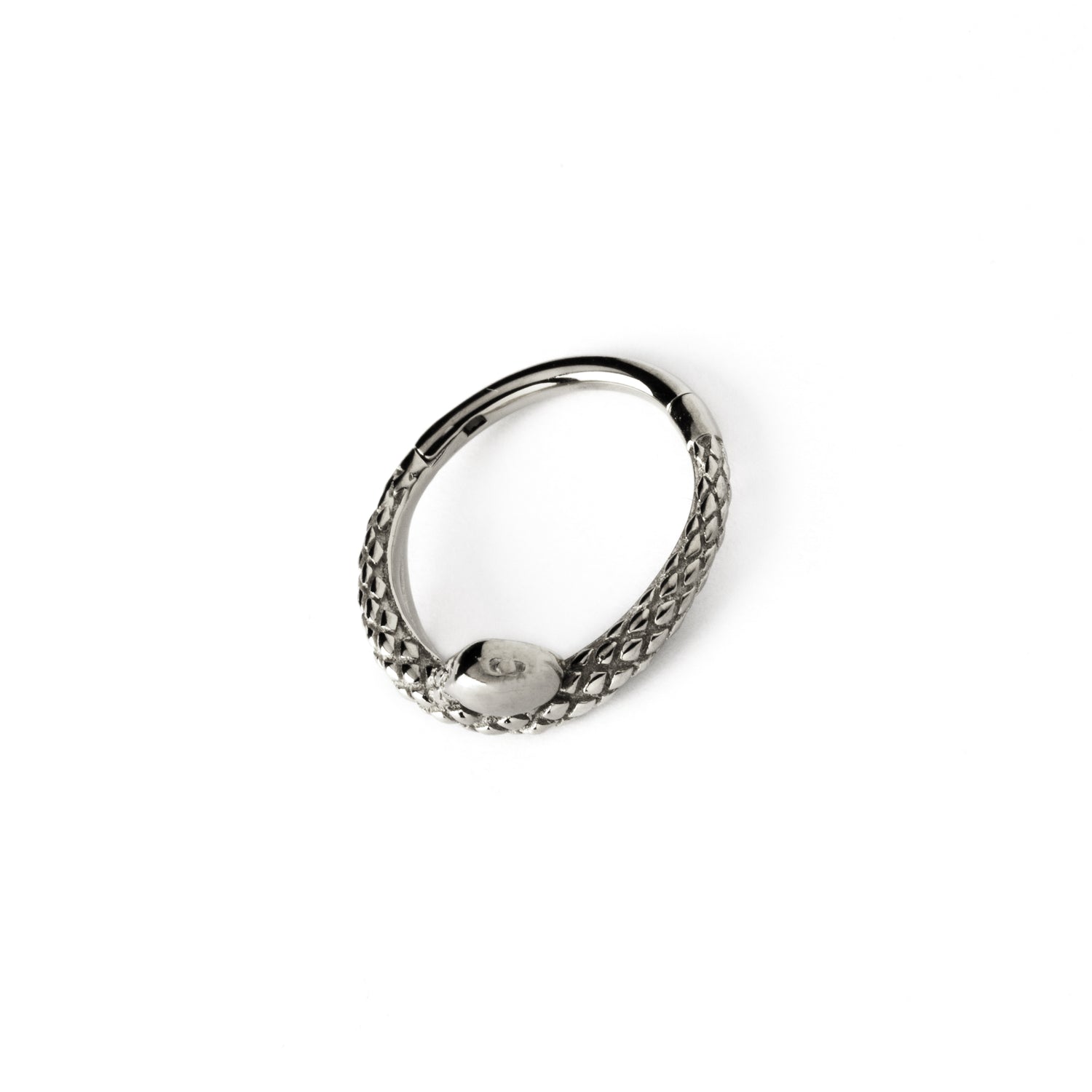surgical steel snake clicker ring right side view
