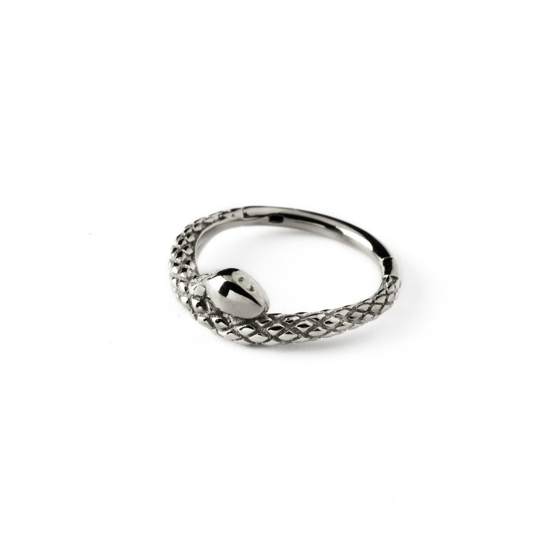 surgical steel snake clicker ring side view