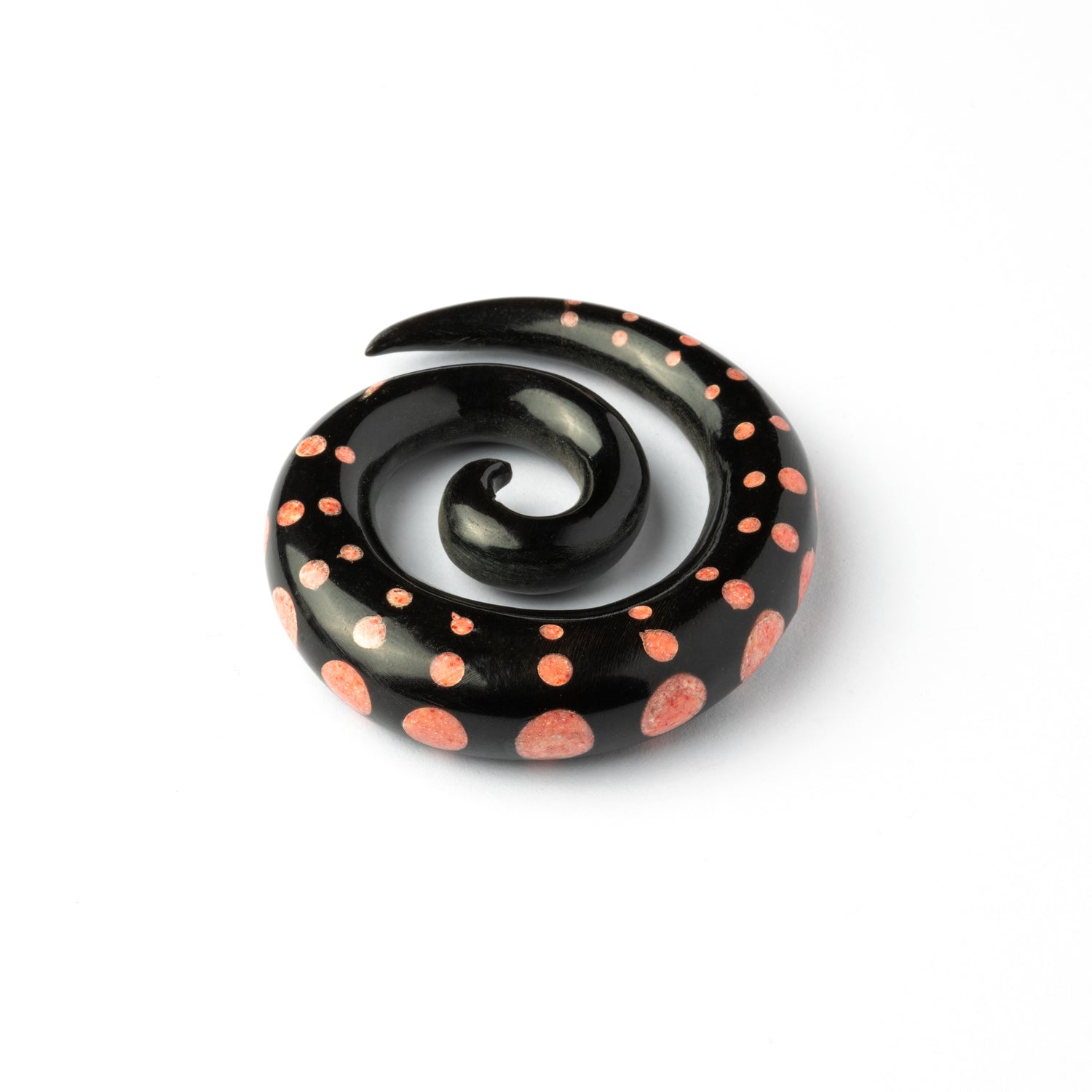Dotted Spiral Gauges with Stone Inlay