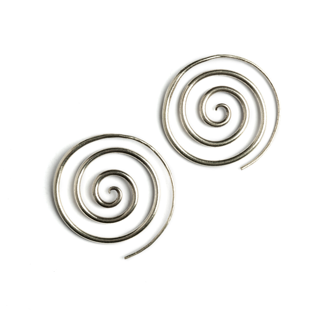 Super Spiral Silver Earrings frontal view