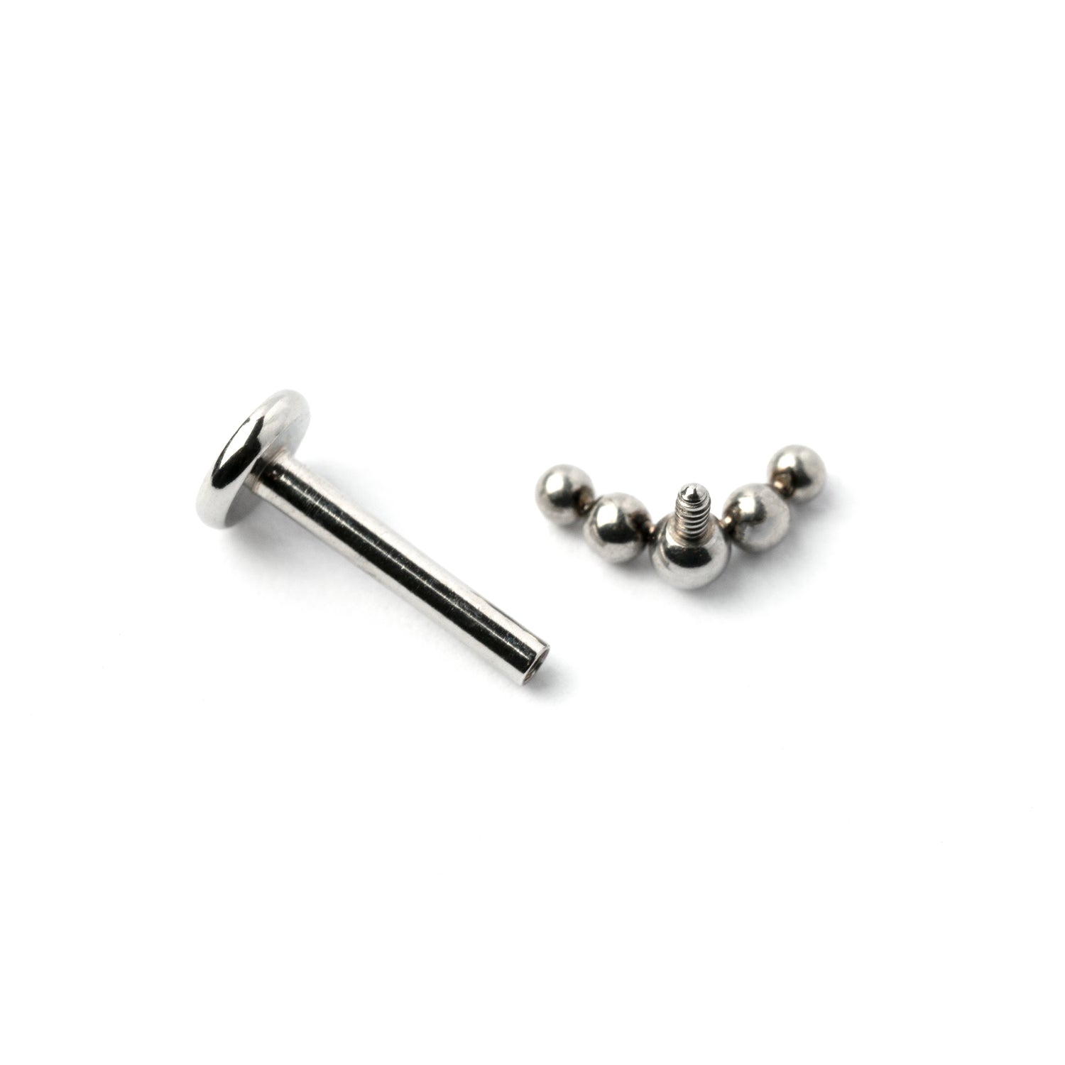 Surgical steel Almora internally threaded labret open mode view