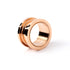 single rose gold surgical steel ear tunnel with double flared ends front right view