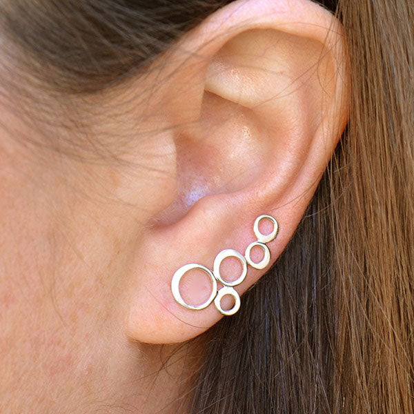 Silver Circles Ear Climbers