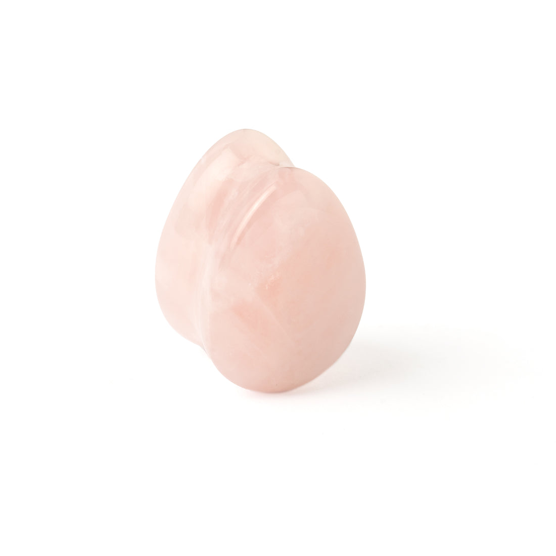 Teardrop Rose Quartz stone Plugs side view