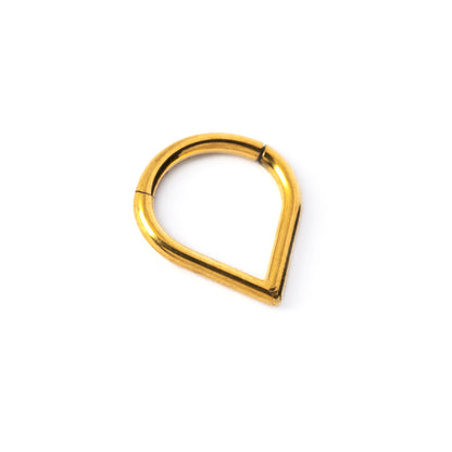 gold surgical steel teardrop septum clicker ring left side view