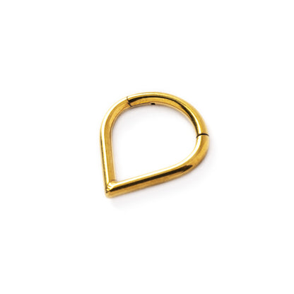 gold surgical steel teardrop septum clicker ring right side view