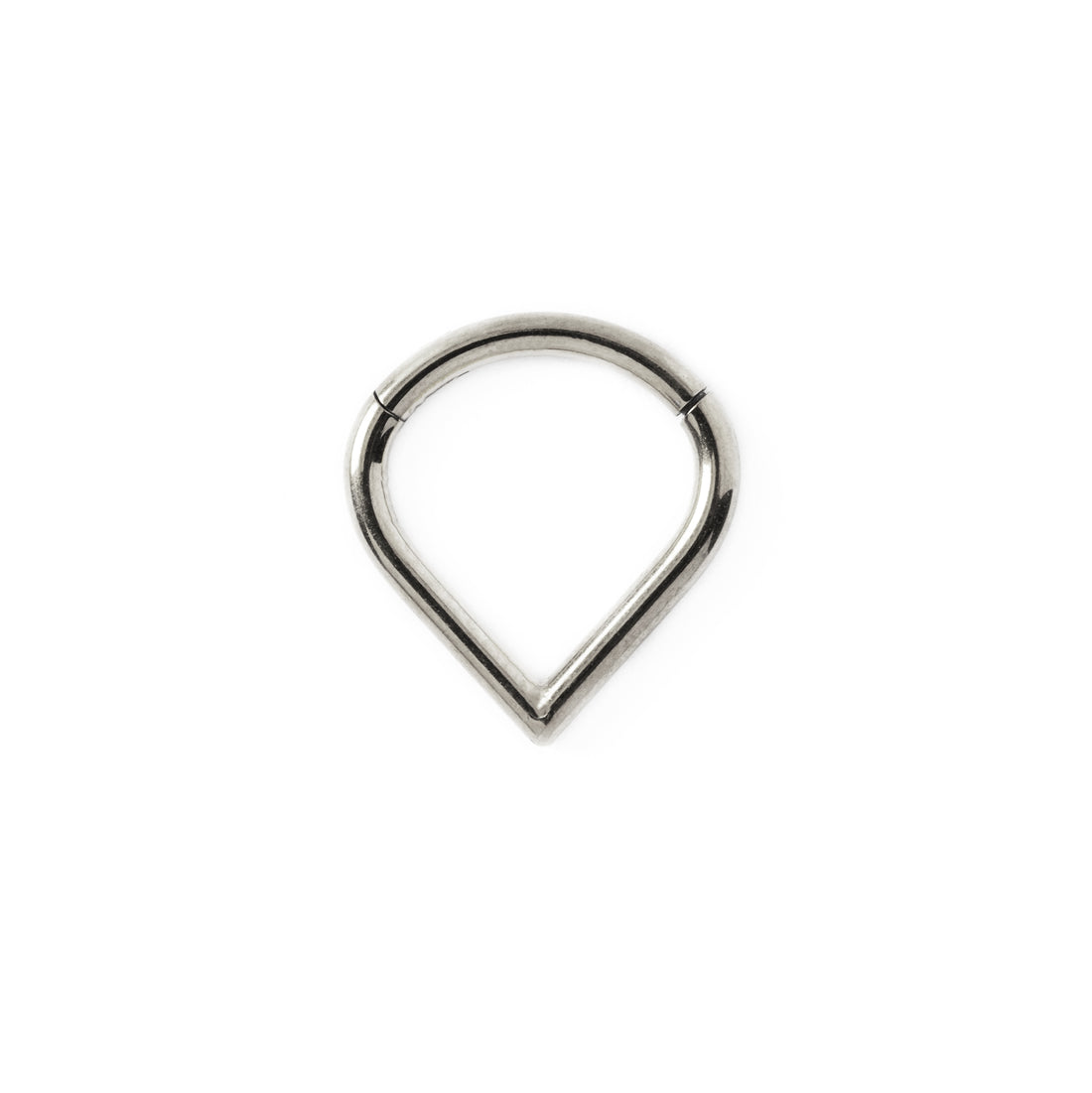surgical steel teardrop septum clicker ring frontal view
