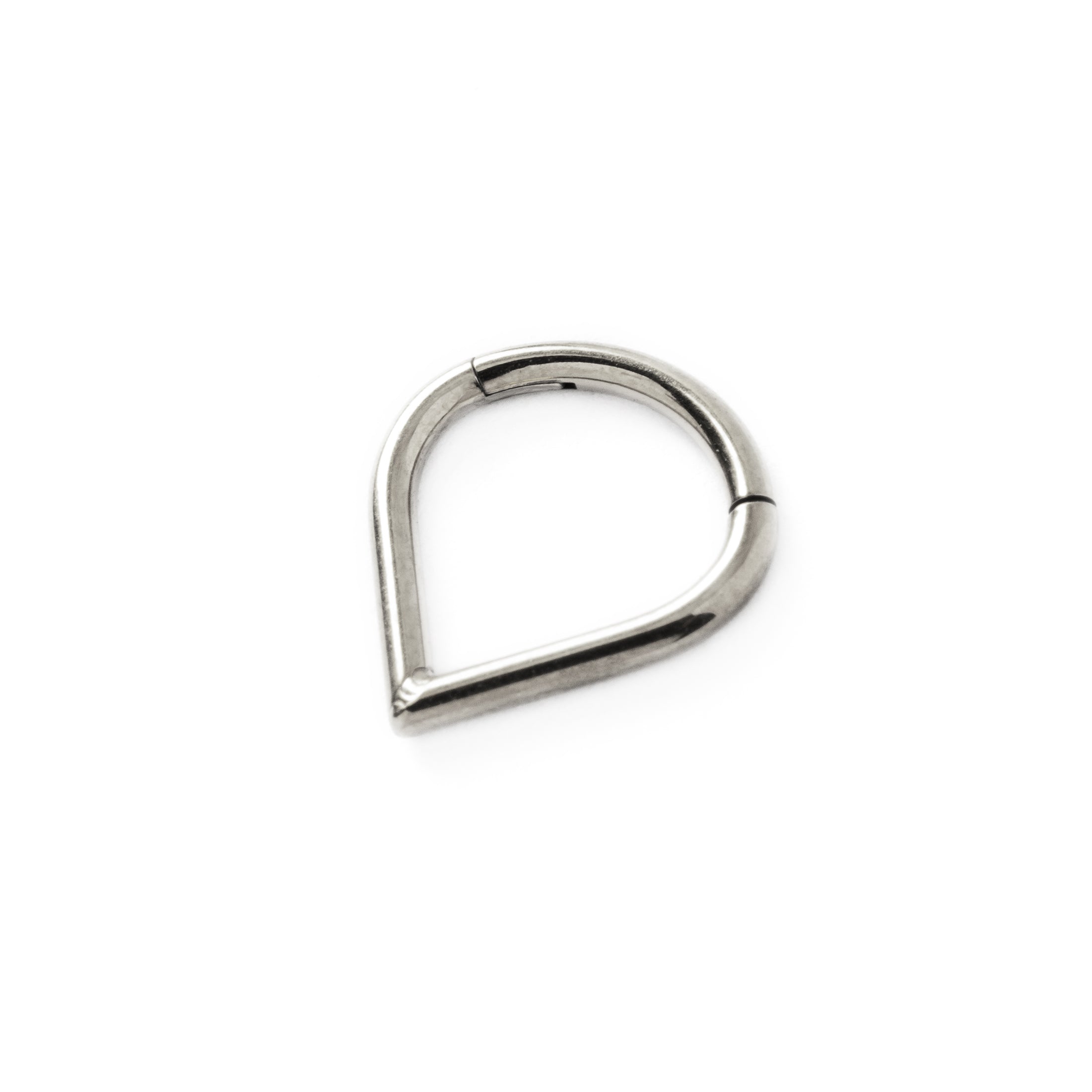 surgical steel teardrop septum clicker ring right side view