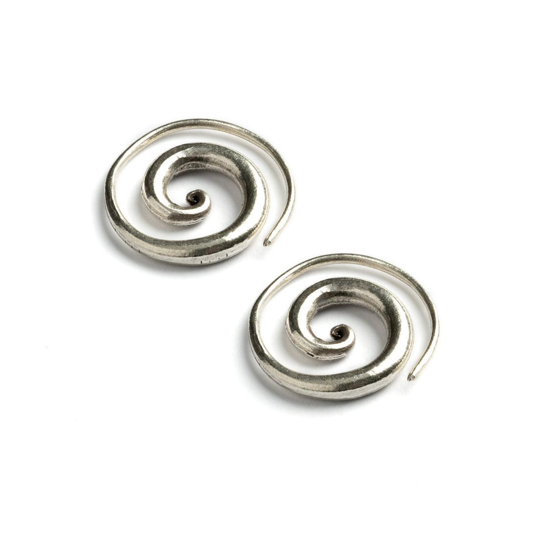 Silver Spiral Earrings side view