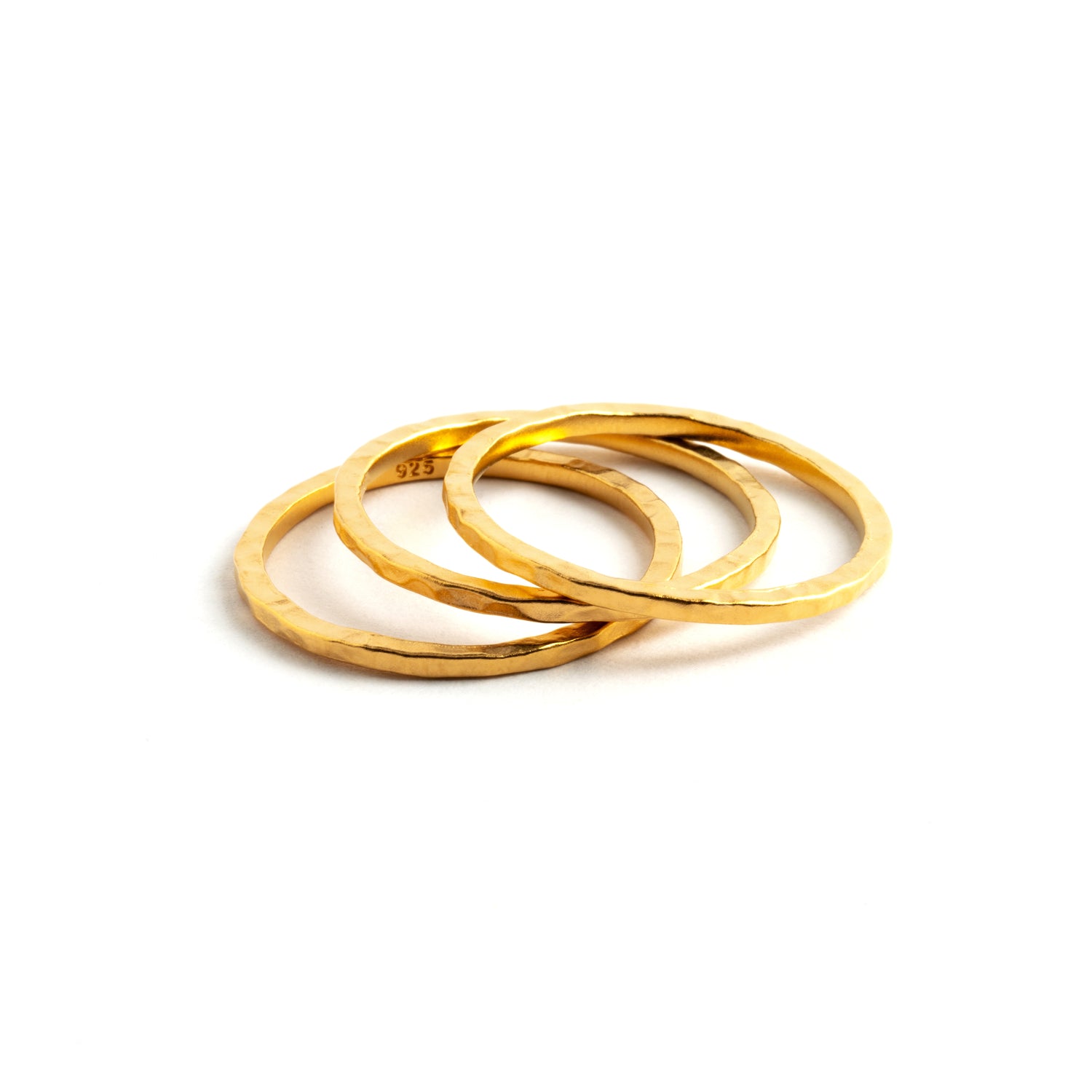 multiple 24k gold hammered stacking band rings