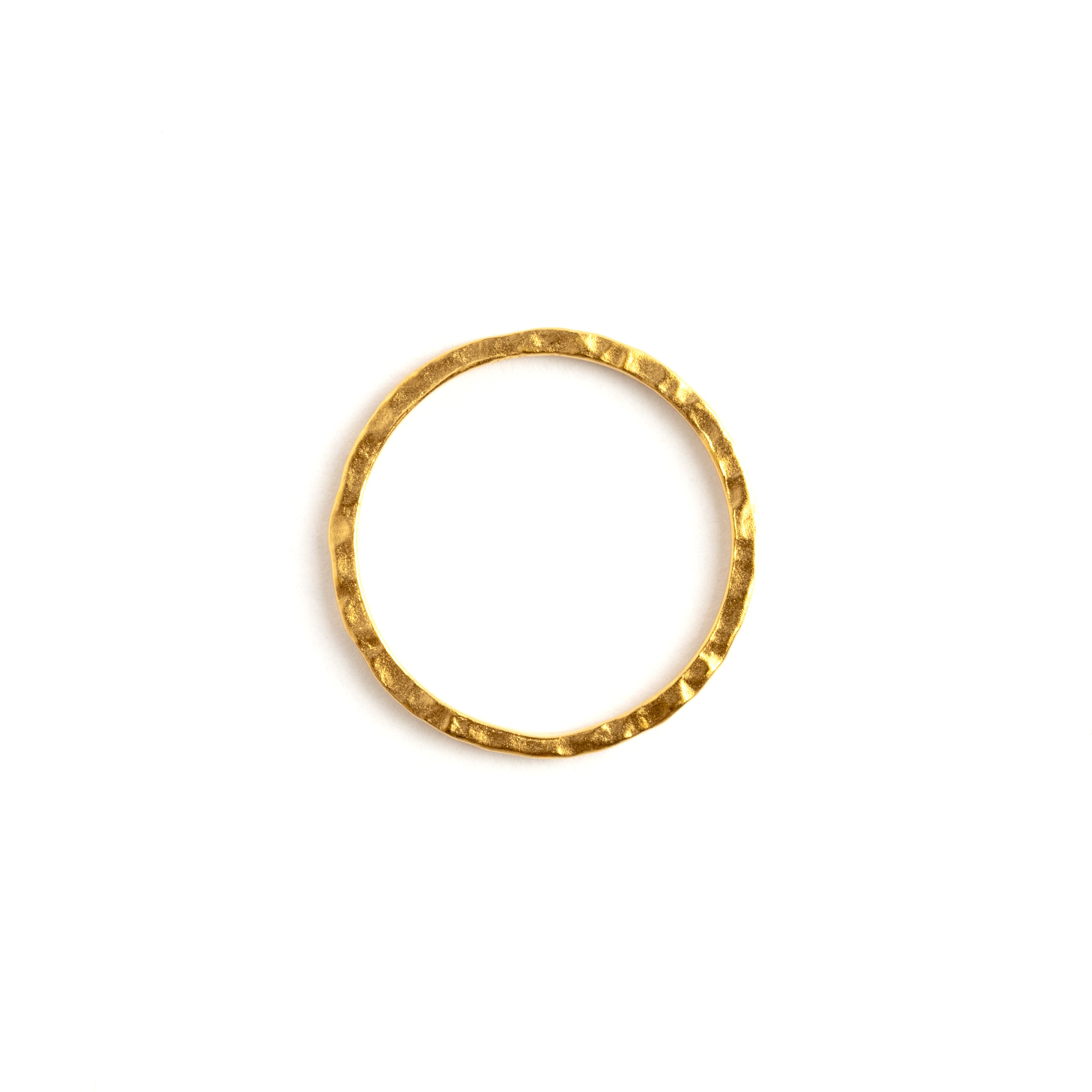 24k gold hammered stacking band ring side view