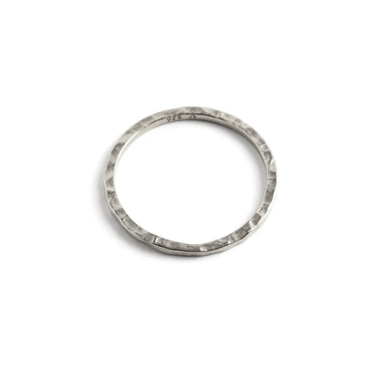hammered silver stacking band ring right side view