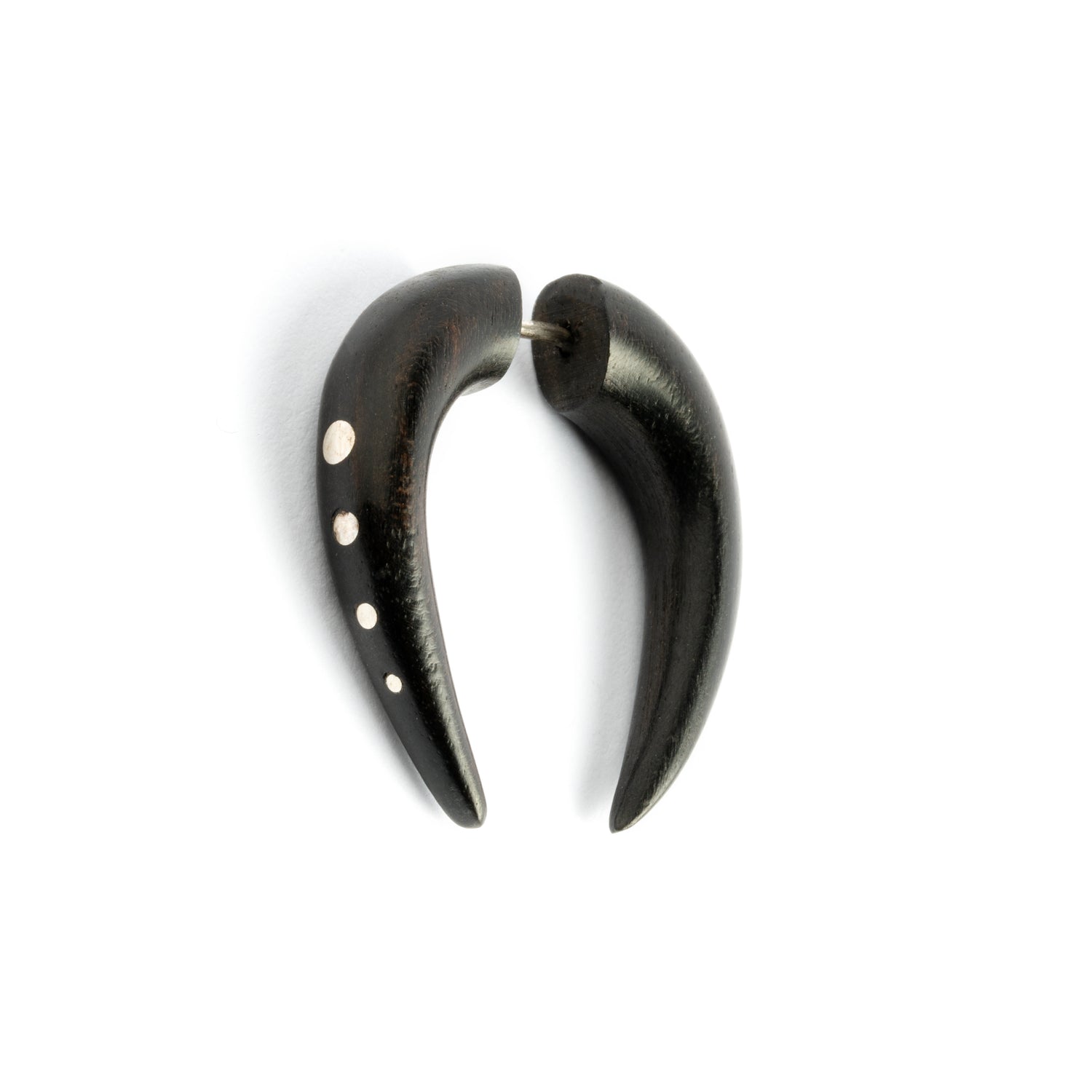 Tikanga Silver Dotted Wood Earrings - Blackwood