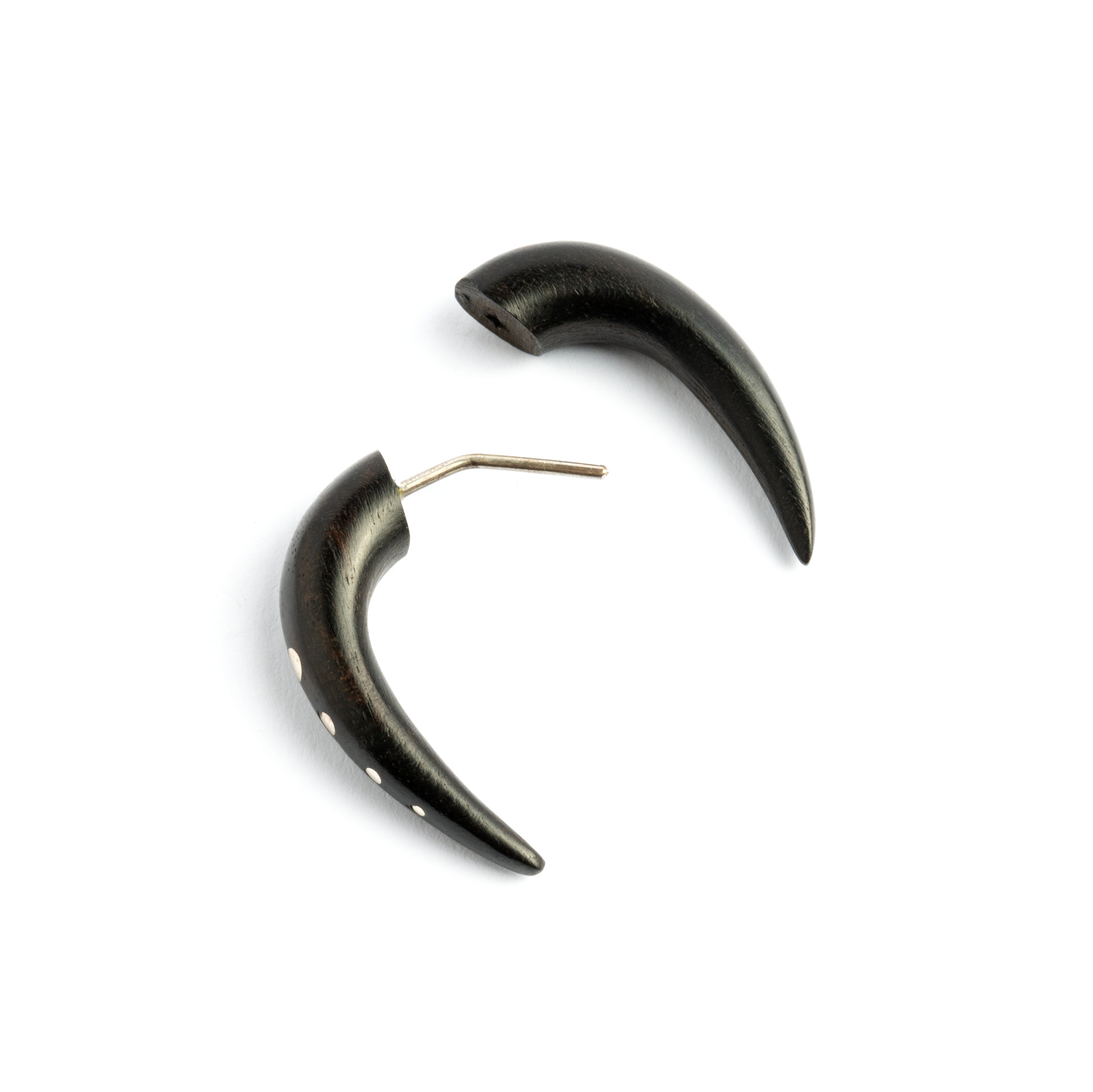 Tikanga Silver Dotted Wood Earrings - Blackwood