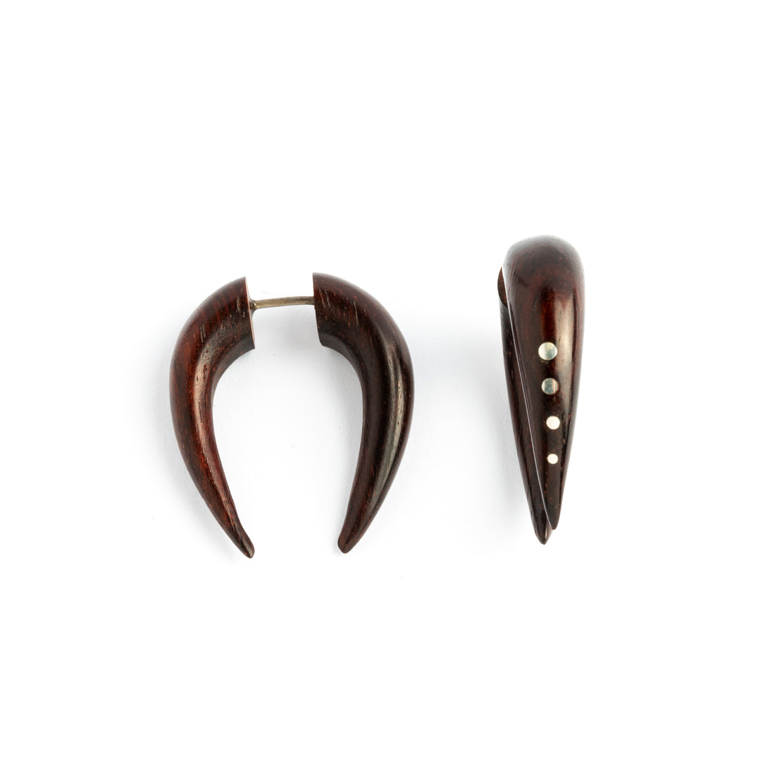Tikanga Silver Dotted Wood Earrings - Rosewood