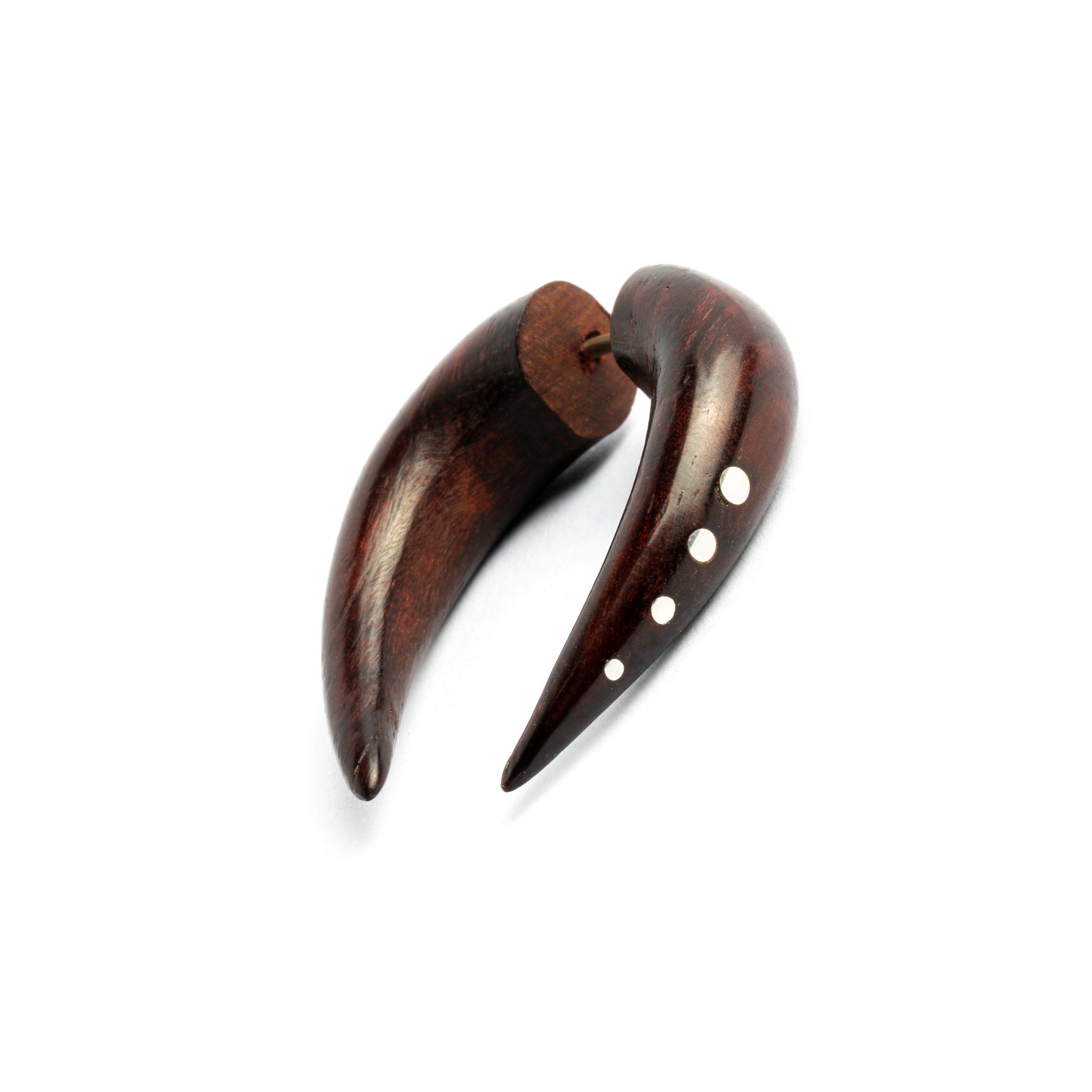 Tikanga Silver Dotted Wood Earrings - Rosewood