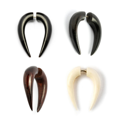 Tikanga Earrings - bone, horn, blackwood, rosewood