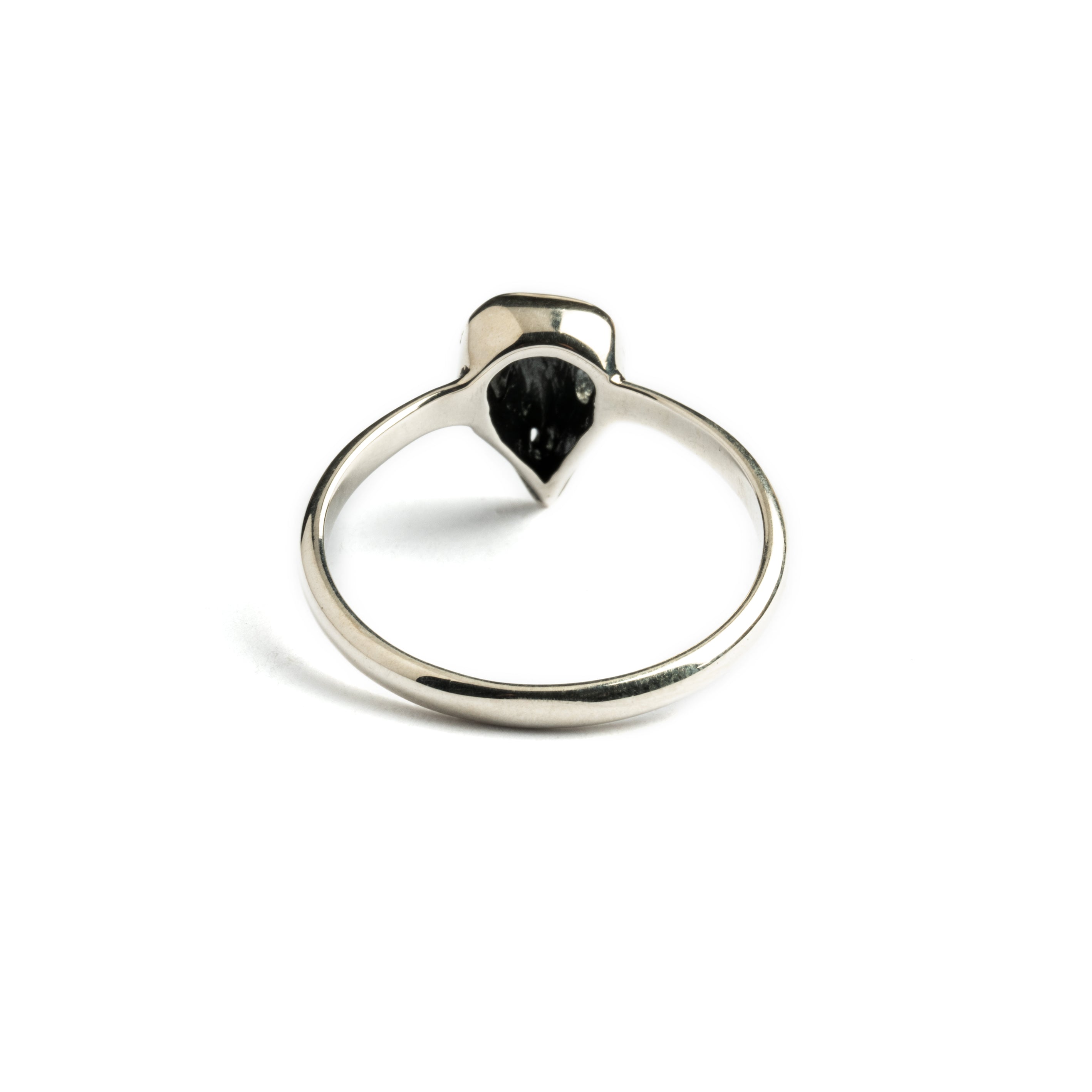 Silver Tiny Bird Skull Ring back side view