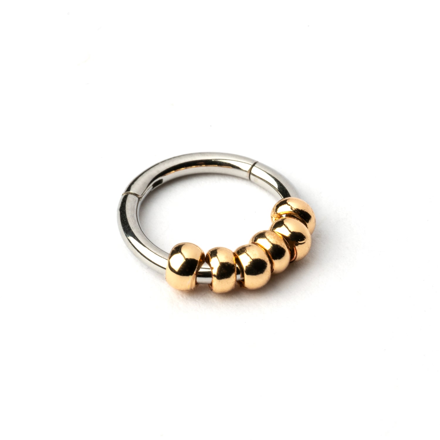 Hinged Segment Ring with gold Beads side view